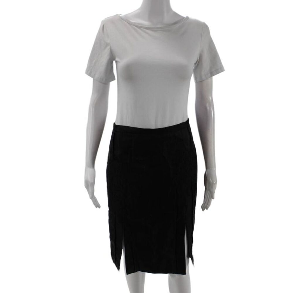 Charles Chang-Lima Womens Textured Zip Lace Skirt Black Size 08